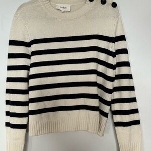 Ba&sh Cream and Black Striped Crew Neck Sweater